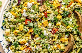 Fresh Chimichurri Pasta Salad with Grilled Chicken & Veggies