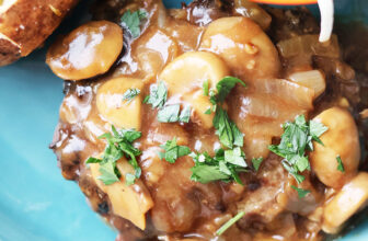 Hamburger Steak With Mushroom Onion Gravy