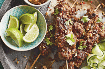 Satay Steak With Cucumber Ribbons