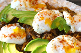 Hatch Chile Hash Browns with Poached Eggs