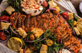 Chili Butter Steak and Burrata Salad Recipe (Grilled NY Strip + Arugula)