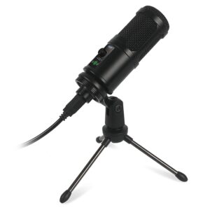 Varr Gaming USB Microphone, Tripod Stand Y Pop Filter Set, Microphone sensitivity 25m V/Pa (-36dB±2dB), Optimal sound distance 150 to 300mm max, 45° degree, USB-A to USB-B 1.5m cable included (USB-B input into microphone)