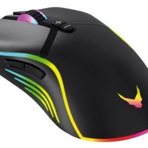 Varr Gaming USB Wired Mouse, Black (with massive amount of LED backlight effects), Adjustable DPI (1000, 1600, 3200 or 6400dpi), Seven Button with Scroll Wheel, LED backlights with millions of colour and effect changes, Popular USB-A connection, Optical,