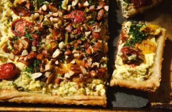 Cherry Tomato Tart with Burnt Scallion Ricotta