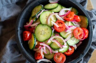 Cucumber Salad Recipe with Red Onion & Tomatoes