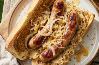 Grilled Brat with Mustard Sauerkraut
