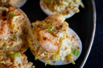 Seafood Salad Deviled Eggs (Grilled Shrimp & Crab)