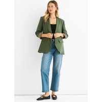 Khaki Contrast Animal Edge to Edge Blazer
