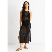 Black Crochet Knit Bodycon Slit Dress