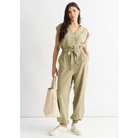 Sage Green Wrap Belted Utility Jumpsuit