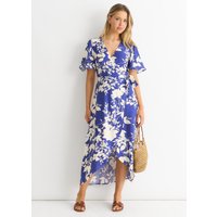 Viscose Floral Wrap Midi Dress