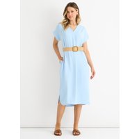 Blue Air Flow Belted Oversized Dress