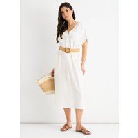 White Air Flow Belted Oversized Dress