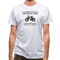Falling In Love Is Like Riding A Bike It Starts With Trying To Get Your Leg Over classic fit.