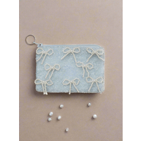 Tiana Designs Hand Beaded Pearl Bows Coin Purse Colour: Blue