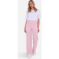 Pink Textured Elasticated Waist Flared Trousers
