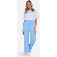 Sky Blue Textured Elasticated Waist Flared Trousers
