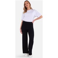 Black Textured Elasticated Waist Flared Trousers