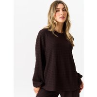 Chocolate Textured Long Sleeves Oversized Top