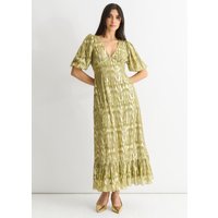 Green Viscose Animal Jacquard Occasion Midi dress
