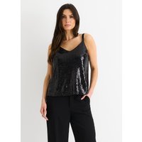 Black Sequin V Neck Cami Top