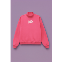 Happy Camp3r Hot Pink Mockneck Sweatshirt Colour: Pink Size: S
