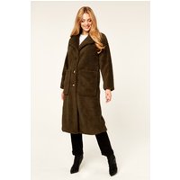 Khaki Longline Teddy Coat