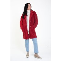 Burgundy Faux Fur Longline Teddy Overcoat