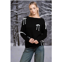 Daisy Street Bow Detail Jumper Colour: Black Size: XS