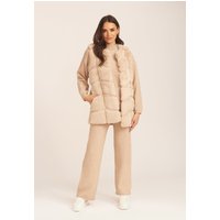 Stone Box Cut Faux Fur Gilet Jacket