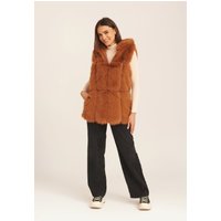 Camel Soft Touch Fur Longline Gilet