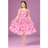 Barbie X Unique Vintage Pink Barbie Print Swing Dress Size: S Colour: Pink