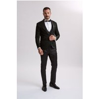 Santoro Milan’s Paisley Three Piece Brocade Olive Suit