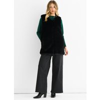 Black No Cut Faux Gilet Fur Sleeveless Jacket