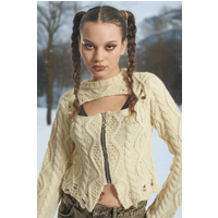 The Ragged Priest Saint Zip Cable Knit Jumper Colour: Cream Size: 12