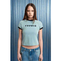 The Ragged Priest Blur Baby Tee Size: 12 Colour: Blue
