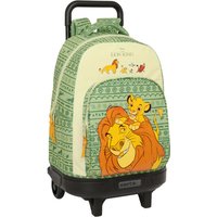 School Rucksack with Wheels Mufasa Green Beige 33 x 45 x 22 cm