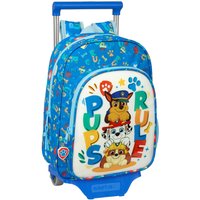 School Rucksack with Wheels The Paw Patrol Pups rule Blue 26 x 34 x 11 cm