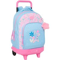 School Rucksack with Wheels BlackFit8 Smile Blue Pink 33 x 45 x 22 cm