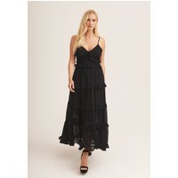 Black Frill Tiered Midaxi Dress