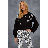 Beach Riot Ava Silver Star Sweater as seen on Malin Andersson Size: L Colour: Black