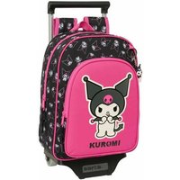 School Rucksack with Wheels Kuromi Black Fuchsia 26 x 11 x 67 cm 26 x 34 x 11 cm