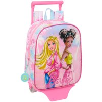 School Rucksack with Wheels Barbie Painterly Pink Sky blue 22 x 27 x 10 cm