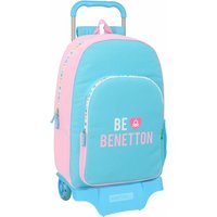 School Rucksack with Wheels Benetton Unique Pink Turquoise 30 x 46 x 14 cm