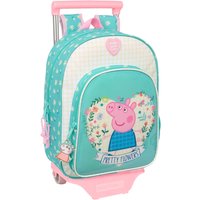 School Rucksack with Wheels Peppa Pig Pretty flowers Yellow Mint 26 x 11 x 67 cm 26 x 34 x 11 cm
