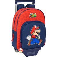 School Rucksack with Wheels Super Mario Trick Red Dark blue 28 x 34 x 10 cm