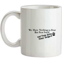 We have nothing to fear but fear itself and those damn honey badgers! mug.