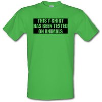 This t-shirt has been tested on Animals male t-shirt.