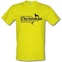 A dog is not just for christmas with careful carving it can last ’till the new year male t-shirt.