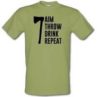 Aim Throw Drink Repeat male t-shirt.